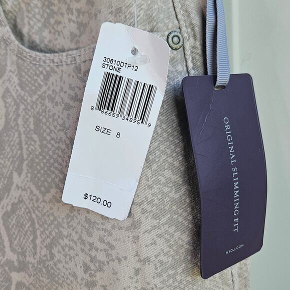 New NYDJ Ankle Original Slimming Fit Stone Snake Print Pant Jeans Size 8 $120 - Picture 6 of 14